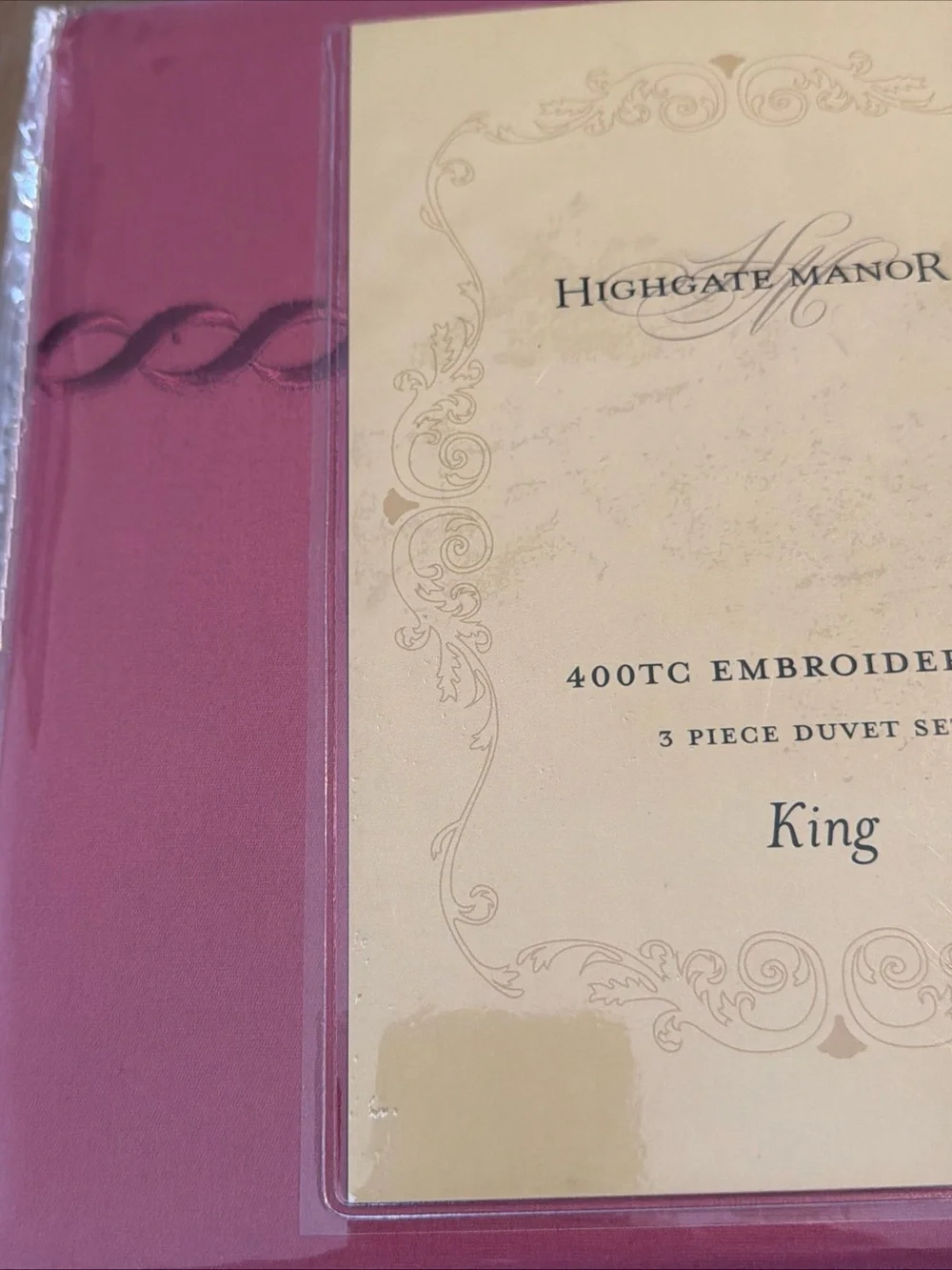 New High Gate Manor Dusty Rose Color Embroidered 400TC King Duvet Set